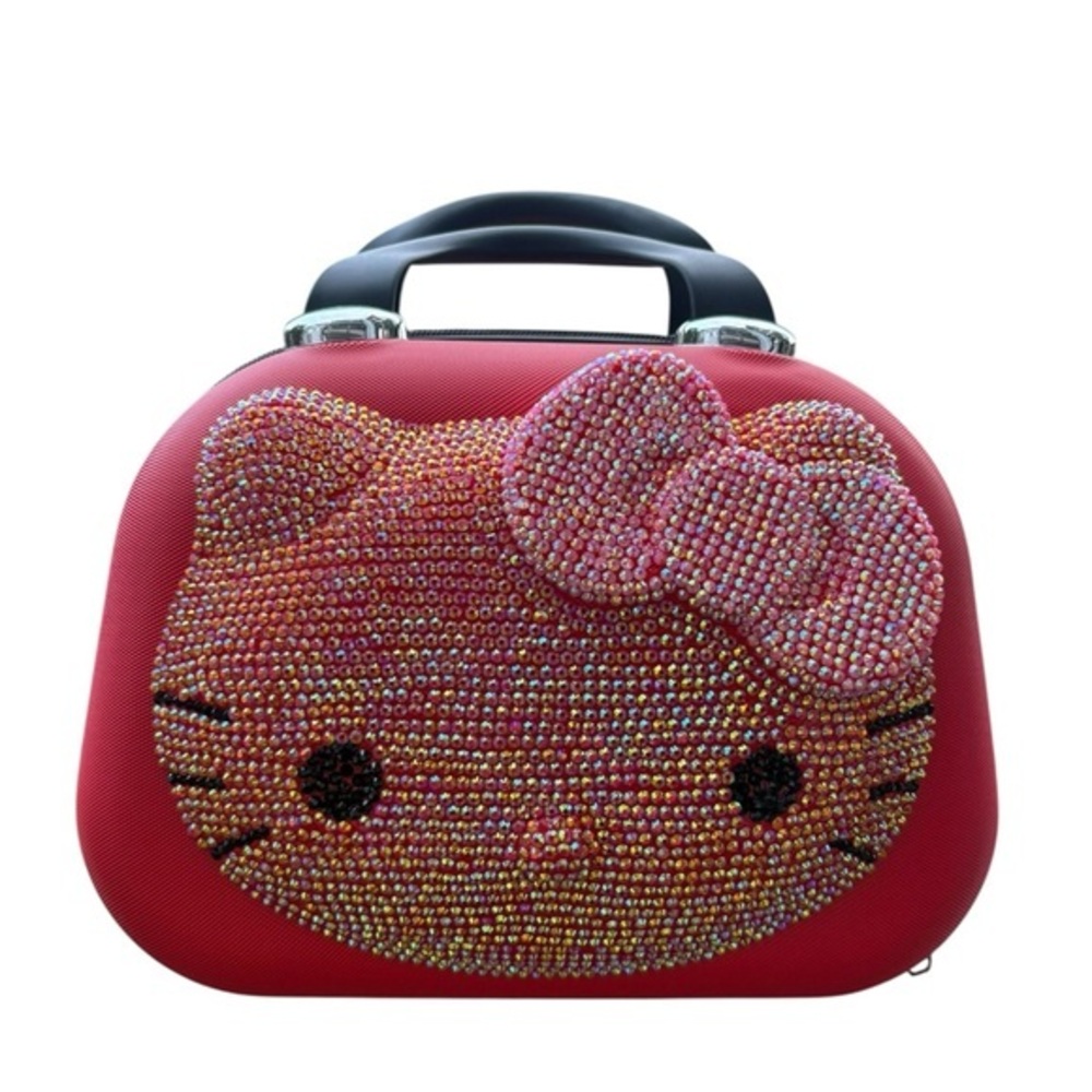 Sanrio Hello Kitty Hard Shell Rhinestone Makeup Travel Luggage Cosmetic Bag